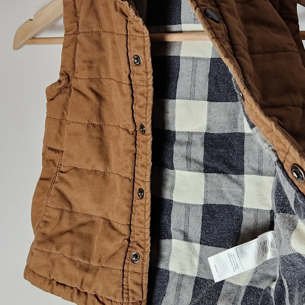 UNIONBAY Brown Quilted Kids Vest Flannel Lined